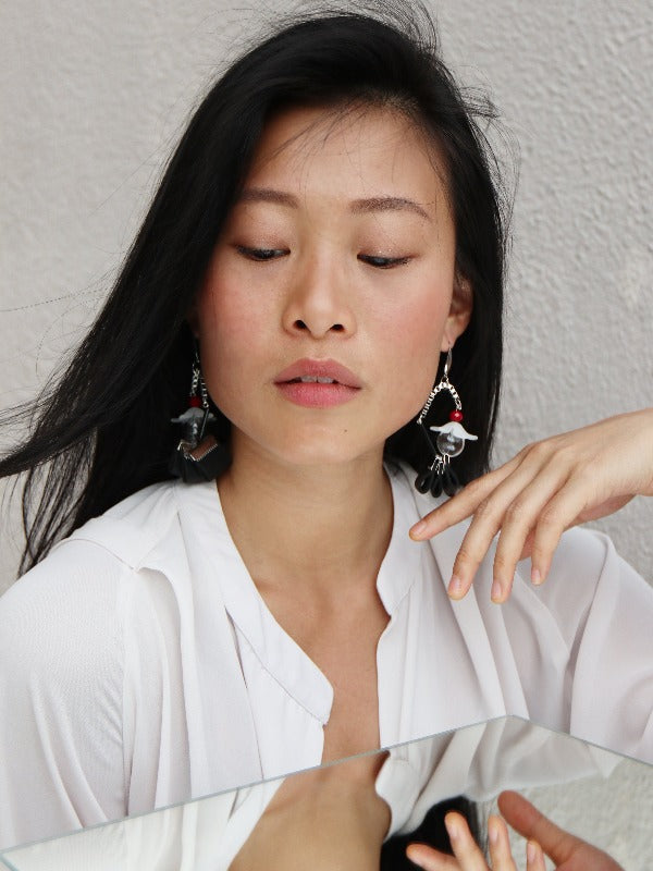 Andrea Earrings in Black - YARD YARN - Handmade Jewellery - Singapore