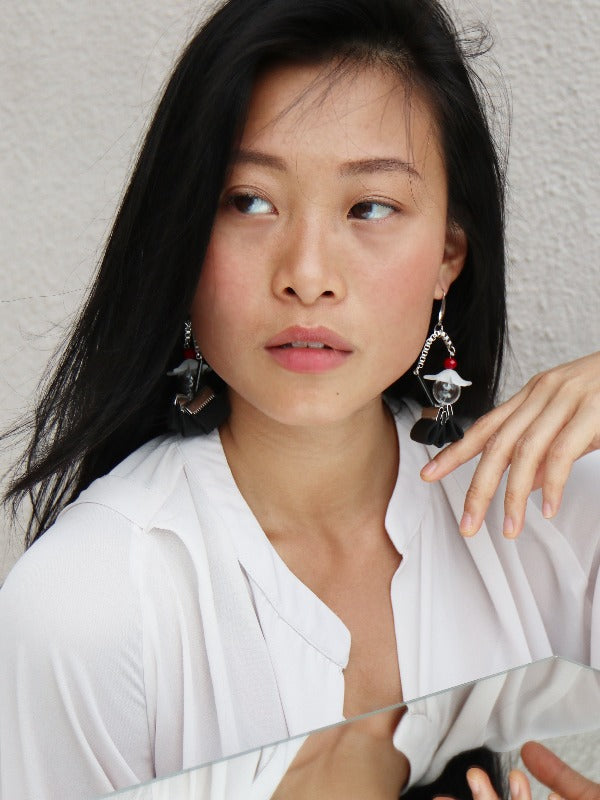 Andrea Earrings in Black - YARD YARN - Handmade Jewellery - Singapore